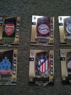 Football team cards new, set of 6 with club badges
