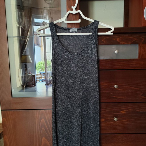 Long black blouse with silver thread like new, size S