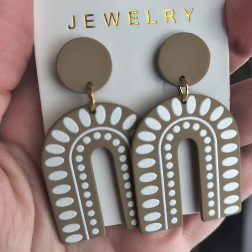 Boho earrings new, white and brown