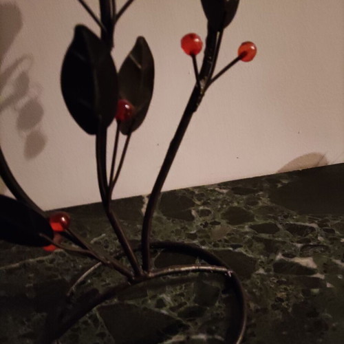 Vintage candlestick used, metal with glass