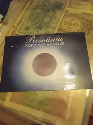 2000 lei Romania banknote like new, commemorative 1999 eclipse