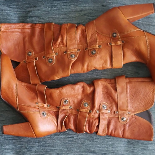 Women's leather boots new, brown, size 37
