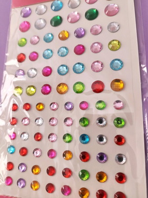 Set of colorful rhinestone, star, and pearl stickers new