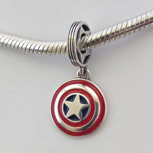 Captain America Shield Charm silver S925 with enamel, new