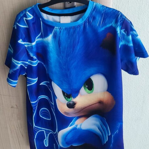 Sonic short-sleeve T-shirt for boys 8-10 years, blue