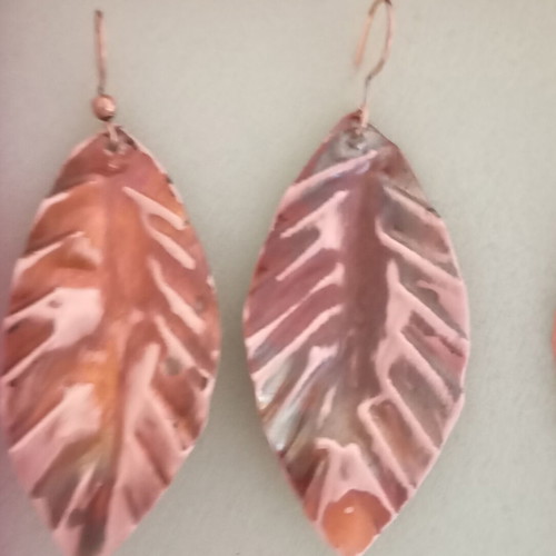 Copper handmade earrings leaf design new
