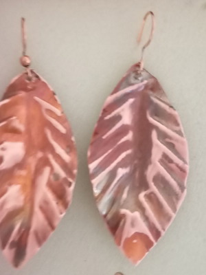 Copper handmade earrings leaf design new