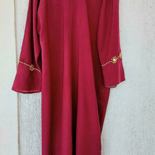 Bordeaux maxi kaftan dress with stones and beads, one size