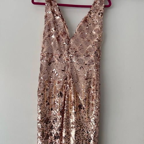Long dress golden sequins like new, size S