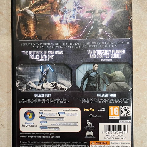 Star Wars The Force Unleashed 2 PC like new