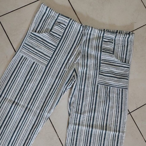 Women's airy pants used, size L, white and green