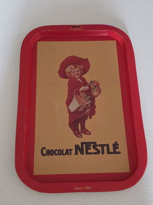 Τσίγκινος δίσκος σερβιρίσματος Nestle μεταχειρισμένος, συλλεκτικός