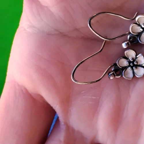 Pandora cherry blossom dangle earrings used