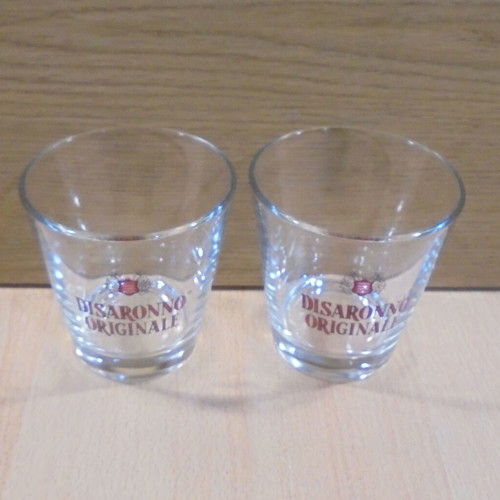 Disaronno Amaretto promotional set of two old glasses like new
