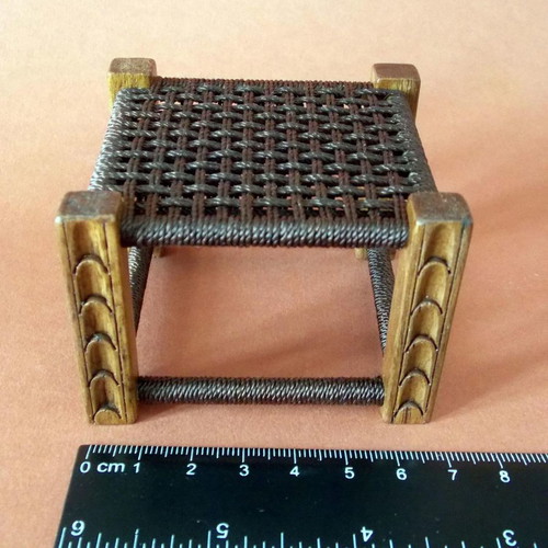 Wooden carved miniature stool new from walnut