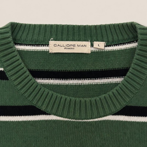 Calliope Man striped sweater L used, green and black