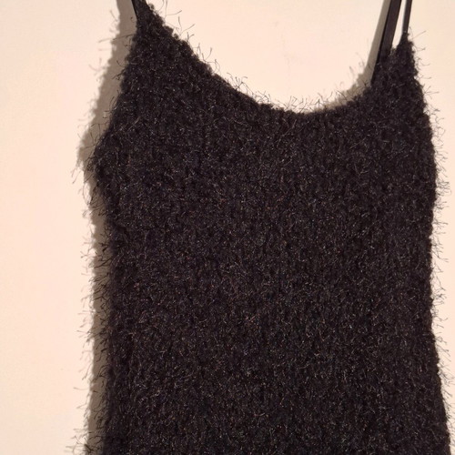 Black fuzzy dress like new with adjustable straps, size S