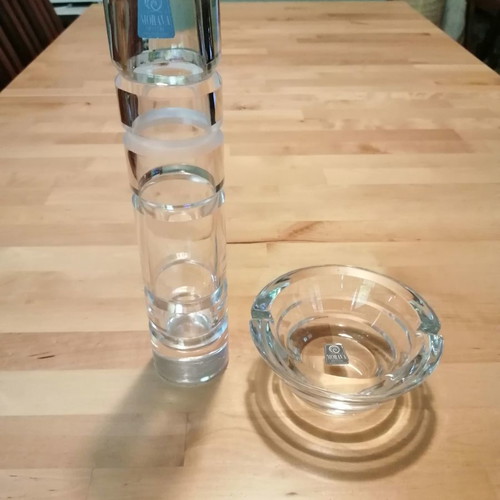 Morava crystal mouth blown vase and ashtray new