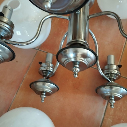 5-Light Chandelier used with white globes space age style