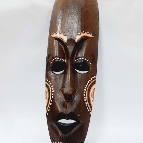 Large African hand-carved wooden mask, vintage 1990s