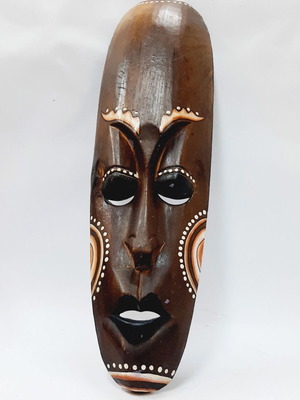 Large African hand-carved wooden mask, vintage 1990s