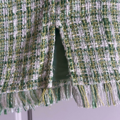 Stradivarius mini skirt new tweed with slit and fringes size 34