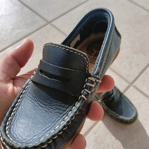 Pablosky leather boys' moccasins Navy blue like new, size 27