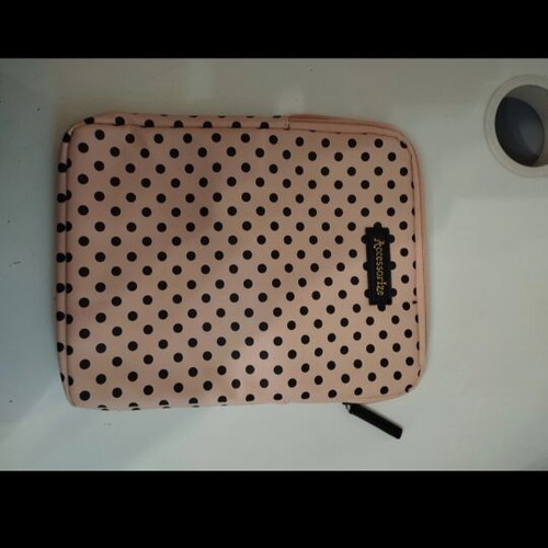 Accessories backpack large size like new with pink and black polka dot design