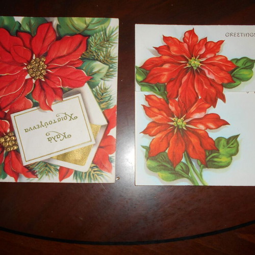 Christmas cards used, pack of 11, folding chromolithographs