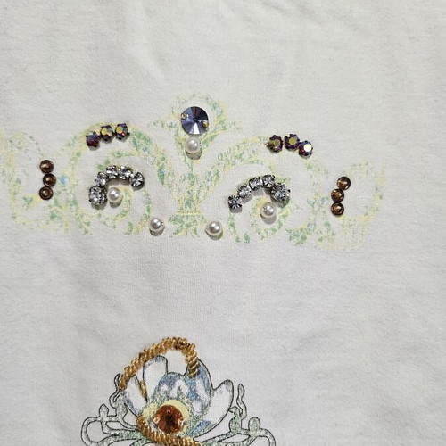 Moda Per Due Basic T-shirt, white with colorful details, size L