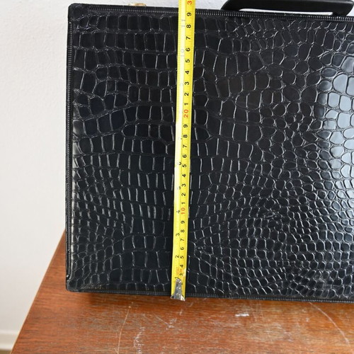 Vintage croco-style hand briefcase used, 30 cm depth