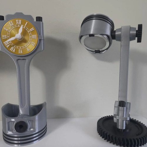 Clock with piston and connecting rod new, analog table clock