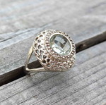 Silver ring with green amethyst prasiolite new
