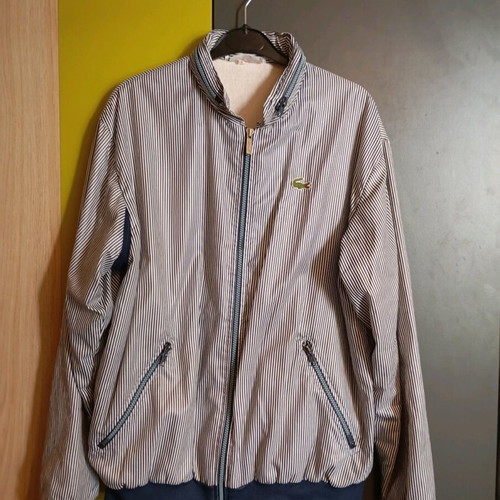 Lacoste women's jacket used, size L, striped with cotton lining
