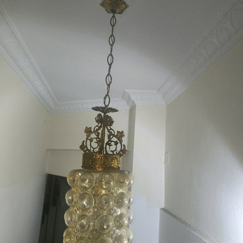 Clear Bubble Glass retro pendant light from the 70s like new