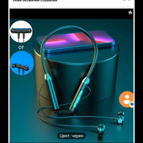 Wireless headphones new, sports, neck-hanging, black