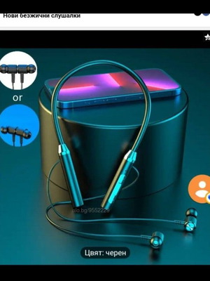 Wireless headphones new, sports, neck-hanging, black