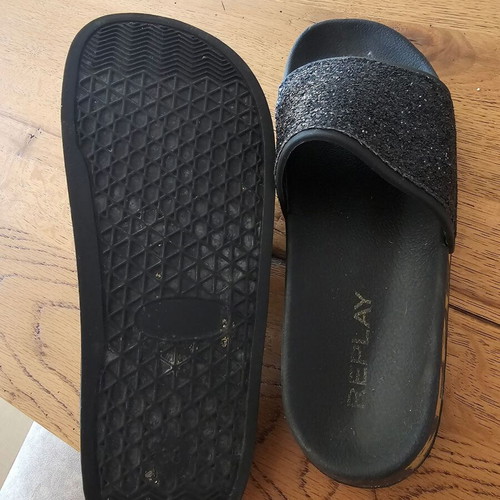 Replay New Lotty Glitter women's slippers size 38 like new black