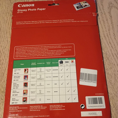 Canon Glossy Photo Paper GP-401 A4 20 Sheets like new