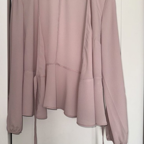 Bershka women's blouse pink soft color with wrap design and side tie like new