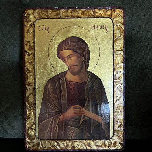 Handmade religious icon of Saint Iakovos, Byzantine style