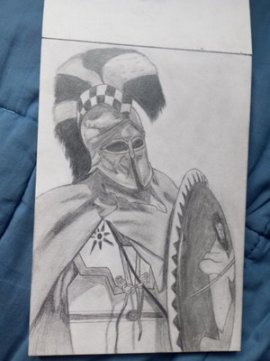 Sketch of Greek soldier on A5 paper made to order