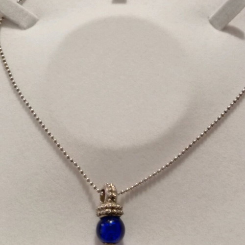 Silver necklace 915 with blue Murano pendant like new