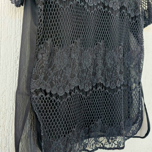 Hollister black sheer lace and mesh top, size L