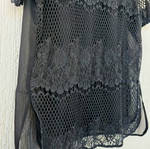 Hollister black sheer lace and mesh top, size L