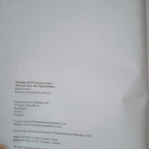 Michigan ECPE Practice Tests Book 2 Teacher's Book like new