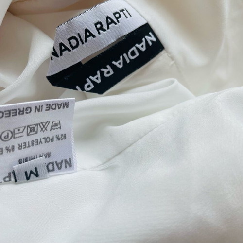 Nadia Rapti midi dress white like new with slit and open back size M