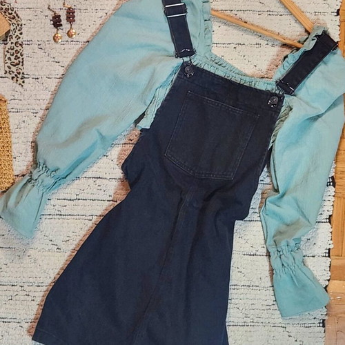 MANGO dungaree dress like new, black, size S