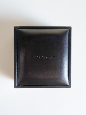 Bvlgari leather jewelry box new, black and beige 8.8x8x4.8 cm