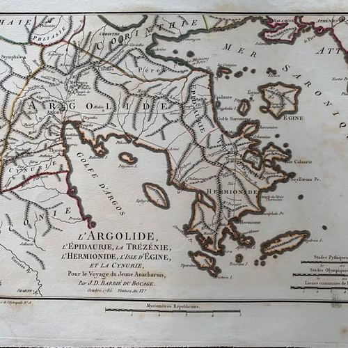 Map L’ARGOLIDE, L’ÉPIDAURIE, LA TRÉZÉNIE, L’HERMIONIDE used, 1785
